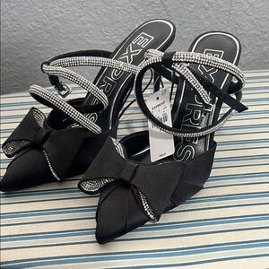 Express Black Heels with Rhinestone Straps